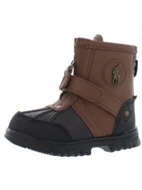 Polo Ralph Lauren Conquered Hi Rubber Leather Boots Logo Size 4 Baby Boy Girl